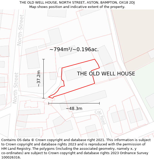 THE OLD WELL HOUSE, NORTH STREET, ASTON, BAMPTON, OX18 2DJ: Plot and title map