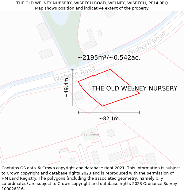 THE OLD WELNEY NURSERY, WISBECH ROAD, WELNEY, WISBECH, PE14 9RQ: Plot and title map