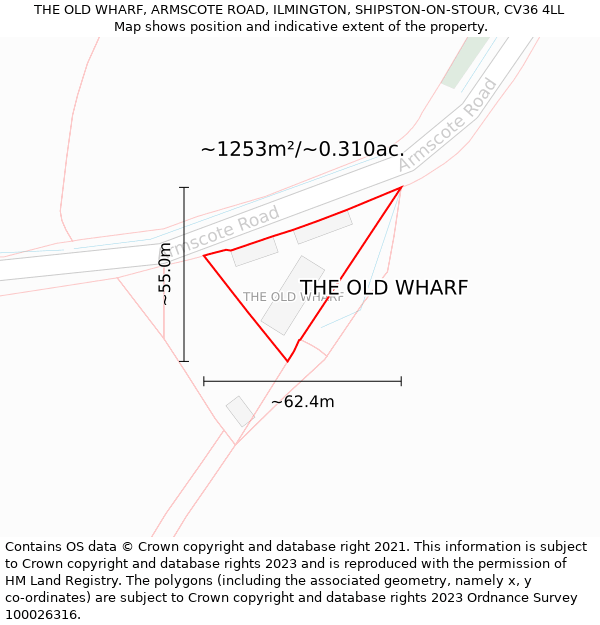 THE OLD WHARF, ARMSCOTE ROAD, ILMINGTON, SHIPSTON-ON-STOUR, CV36 4LL: Plot and title map