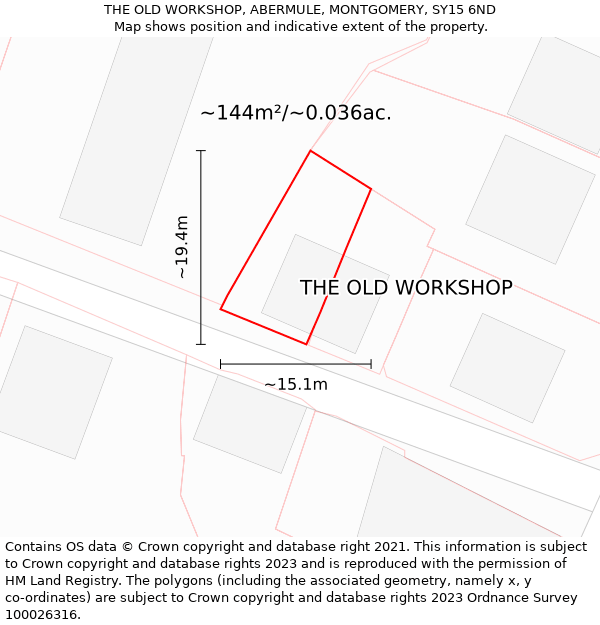 THE OLD WORKSHOP, ABERMULE, MONTGOMERY, SY15 6ND: Plot and title map