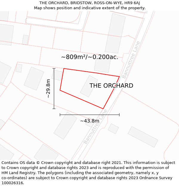 THE ORCHARD, BRIDSTOW, ROSS-ON-WYE, HR9 6AJ: Plot and title map