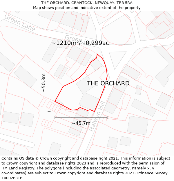 THE ORCHARD, CRANTOCK, NEWQUAY, TR8 5RA: Plot and title map