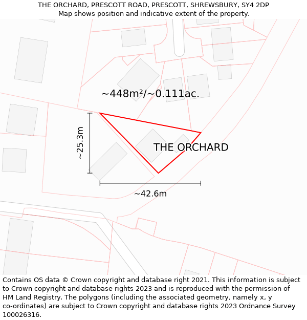 THE ORCHARD, PRESCOTT ROAD, PRESCOTT, SHREWSBURY, SY4 2DP: Plot and title map