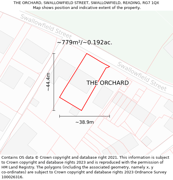 THE ORCHARD, SWALLOWFIELD STREET, SWALLOWFIELD, READING, RG7 1QX: Plot and title map