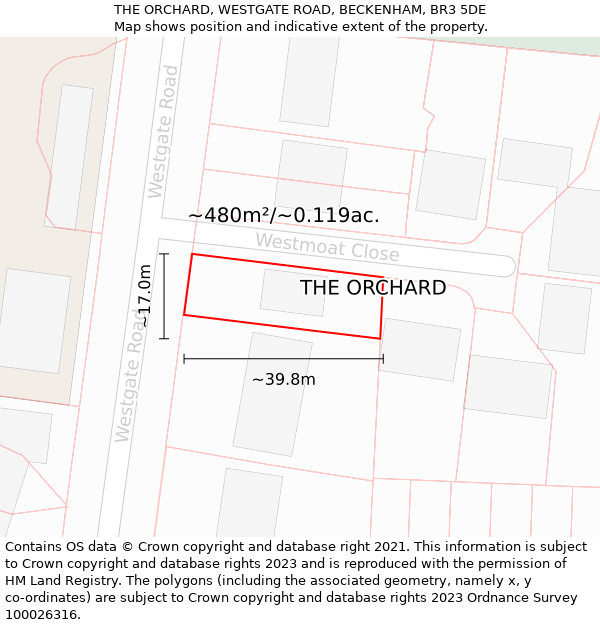 THE ORCHARD, WESTGATE ROAD, BECKENHAM, BR3 5DE: Plot and title map
