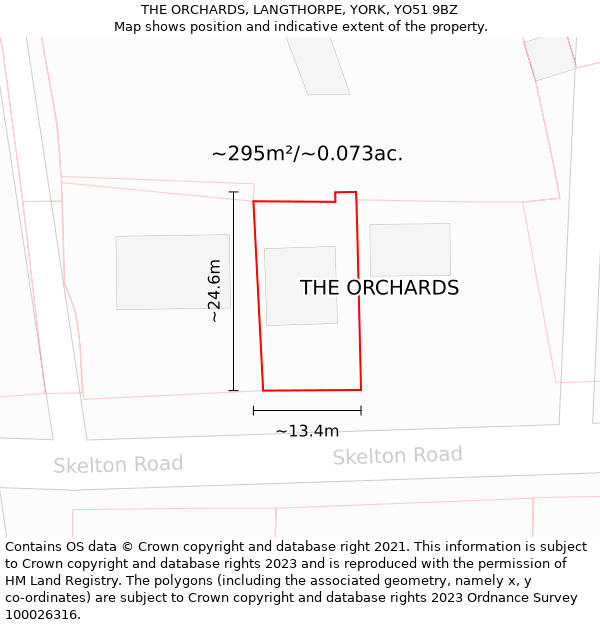 THE ORCHARDS, LANGTHORPE, YORK, YO51 9BZ: Plot and title map