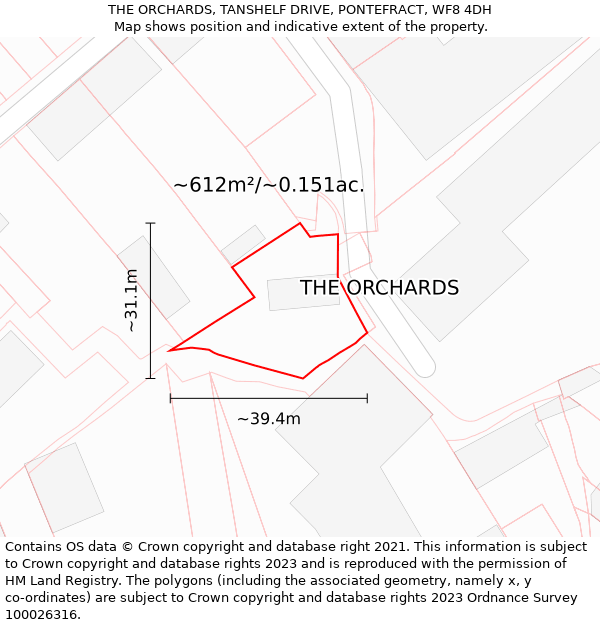 THE ORCHARDS, TANSHELF DRIVE, PONTEFRACT, WF8 4DH: Plot and title map