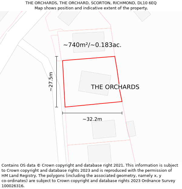 THE ORCHARDS, THE ORCHARD, SCORTON, RICHMOND, DL10 6EQ: Plot and title map