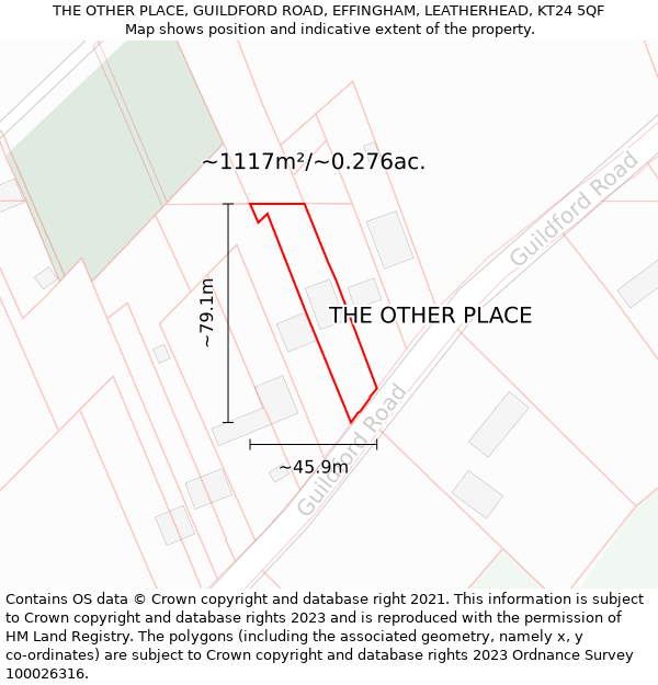 THE OTHER PLACE, GUILDFORD ROAD, EFFINGHAM, LEATHERHEAD, KT24 5QF: Plot and title map