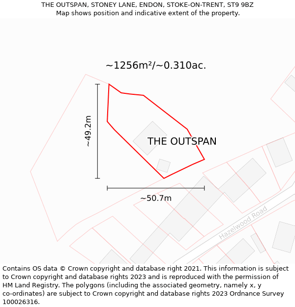 THE OUTSPAN, STONEY LANE, ENDON, STOKE-ON-TRENT, ST9 9BZ: Plot and title map