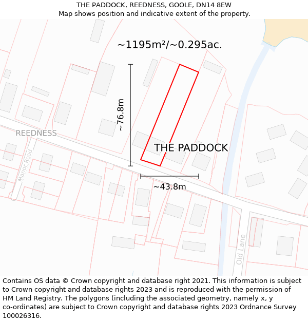 THE PADDOCK, REEDNESS, GOOLE, DN14 8EW: Plot and title map