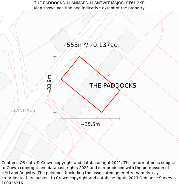THE PADDOCKS, LLANMAES, LLANTWIT MAJOR, CF61 2XR: Plot and title map