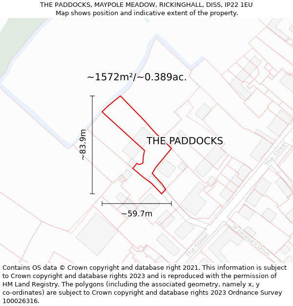 THE PADDOCKS, MAYPOLE MEADOW, RICKINGHALL, DISS, IP22 1EU: Plot and title map