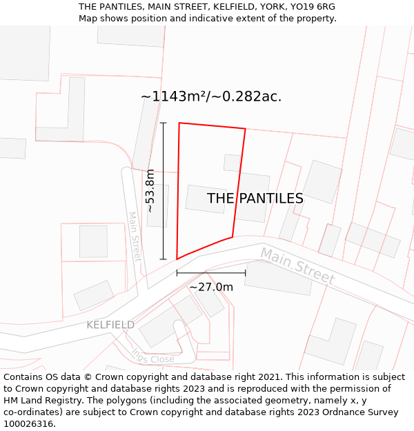 THE PANTILES, MAIN STREET, KELFIELD, YORK, YO19 6RG: Plot and title map