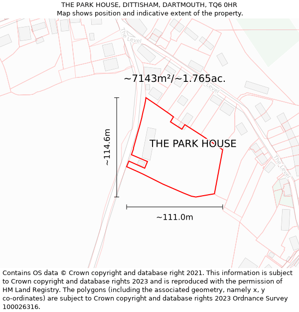 THE PARK HOUSE, DITTISHAM, DARTMOUTH, TQ6 0HR: Plot and title map