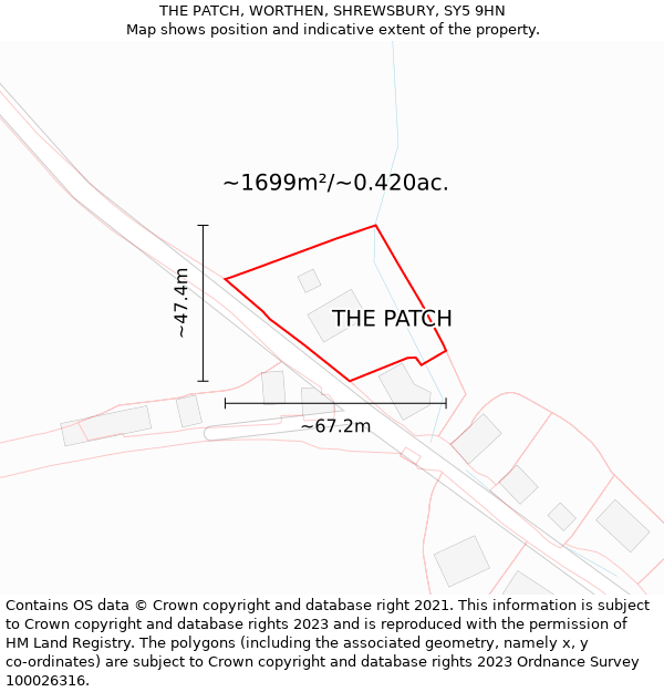 THE PATCH, WORTHEN, SHREWSBURY, SY5 9HN: Plot and title map