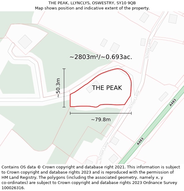 THE PEAK, LLYNCLYS, OSWESTRY, SY10 9QB: Plot and title map