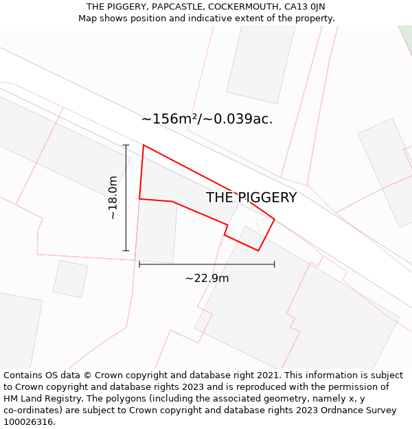 THE PIGGERY, PAPCASTLE, COCKERMOUTH, CA13 0JN: Plot and title map