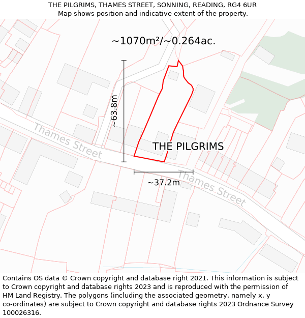 THE PILGRIMS, THAMES STREET, SONNING, READING, RG4 6UR: Plot and title map
