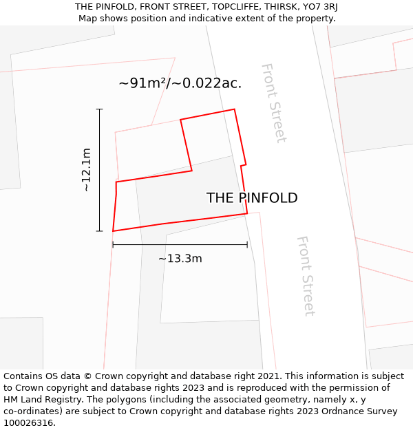 THE PINFOLD, FRONT STREET, TOPCLIFFE, THIRSK, YO7 3RJ: Plot and title map