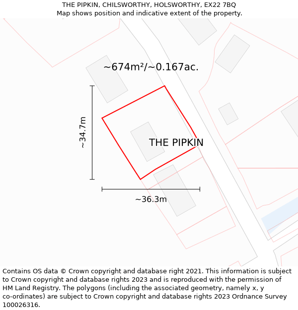 THE PIPKIN, CHILSWORTHY, HOLSWORTHY, EX22 7BQ: Plot and title map