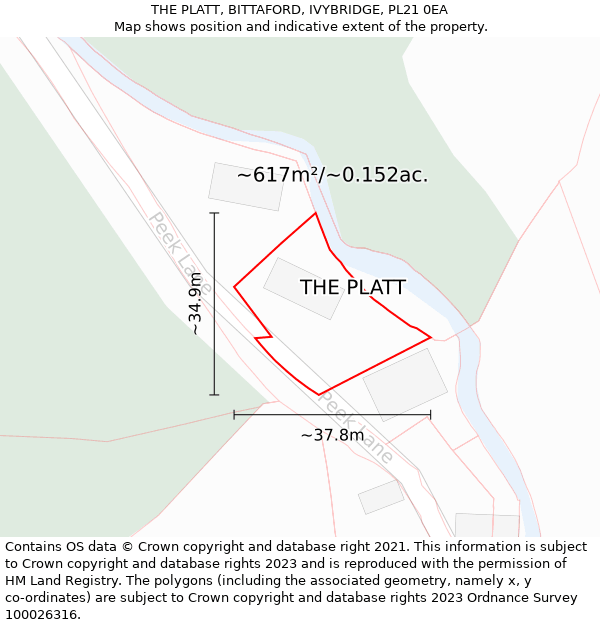 THE PLATT, BITTAFORD, IVYBRIDGE, PL21 0EA: Plot and title map