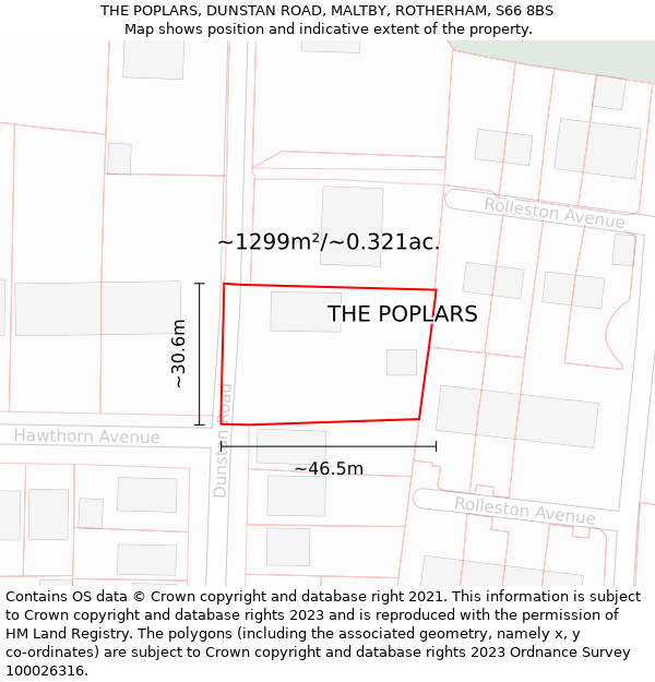 THE POPLARS, DUNSTAN ROAD, MALTBY, ROTHERHAM, S66 8BS: Plot and title map