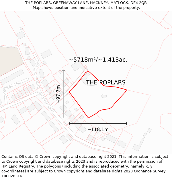 THE POPLARS, GREENAWAY LANE, HACKNEY, MATLOCK, DE4 2QB: Plot and title map