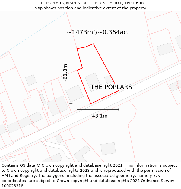 THE POPLARS, MAIN STREET, BECKLEY, RYE, TN31 6RR: Plot and title map