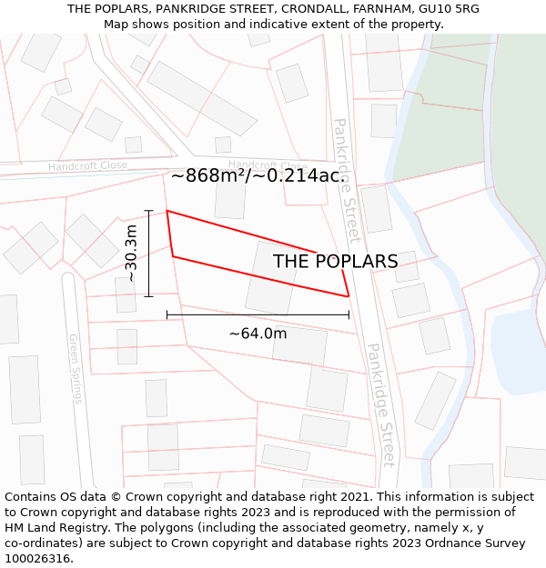 THE POPLARS, PANKRIDGE STREET, CRONDALL, FARNHAM, GU10 5RG: Plot and title map