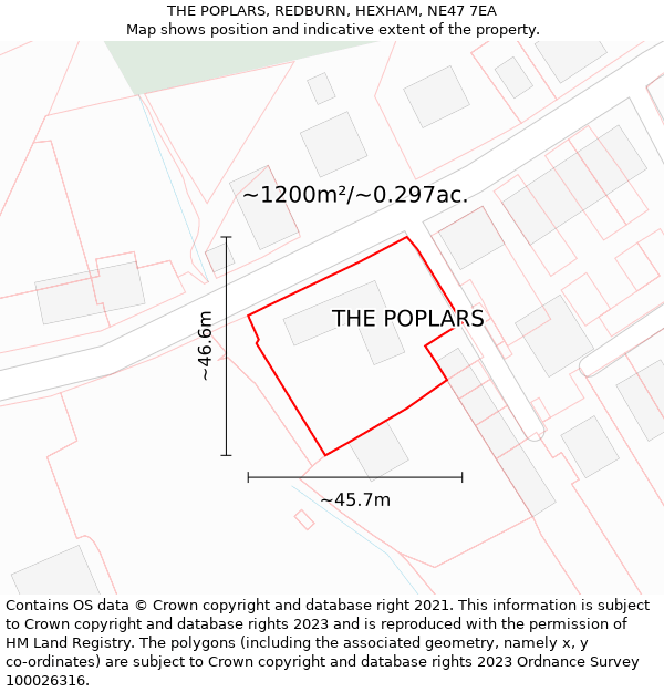 THE POPLARS, REDBURN, HEXHAM, NE47 7EA: Plot and title map