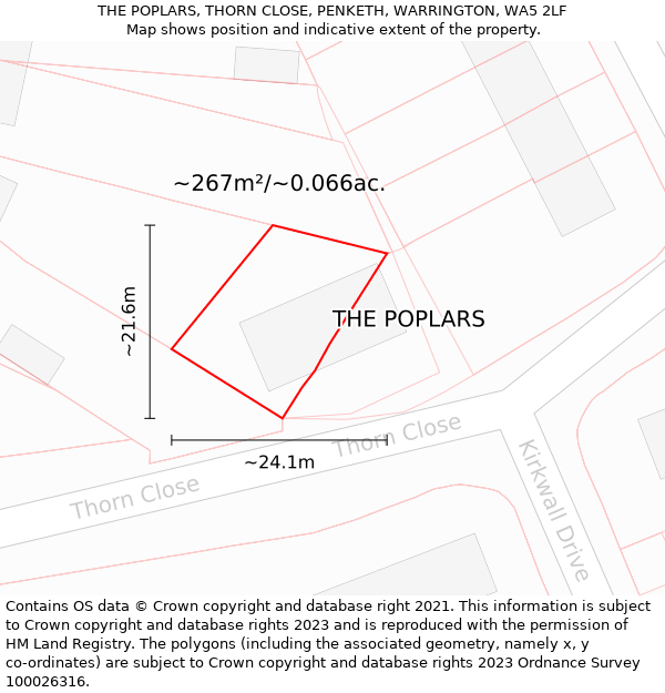 THE POPLARS, THORN CLOSE, PENKETH, WARRINGTON, WA5 2LF: Plot and title map