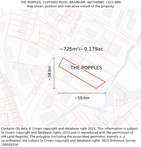 THE POPPLES, CLIFFORD ROAD, BRAMHAM, WETHERBY, LS23 6RN: Plot and title map