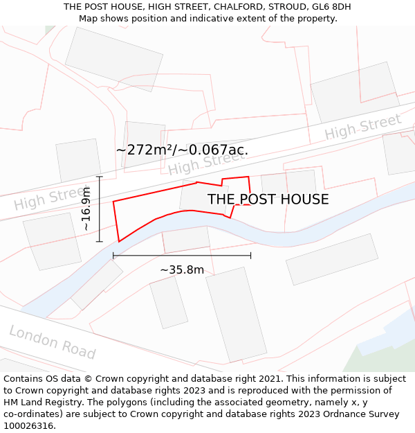 THE POST HOUSE, HIGH STREET, CHALFORD, STROUD, GL6 8DH: Plot and title map