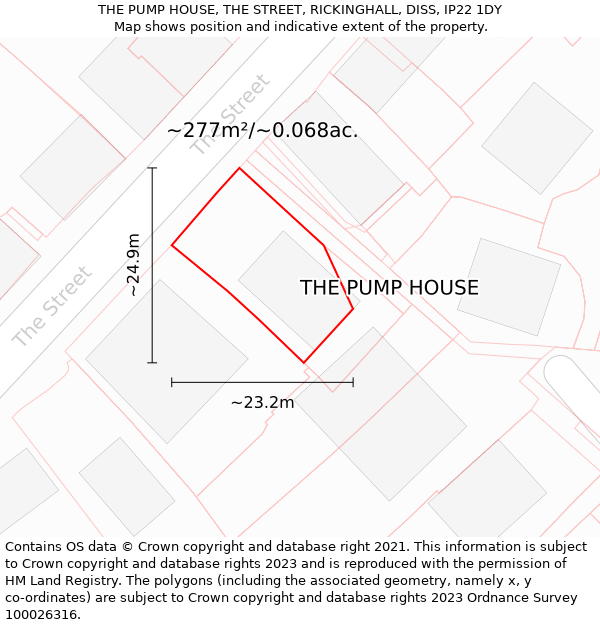 THE PUMP HOUSE, THE STREET, RICKINGHALL, DISS, IP22 1DY: Plot and title map