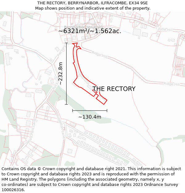 THE RECTORY, BERRYNARBOR, ILFRACOMBE, EX34 9SE: Plot and title map