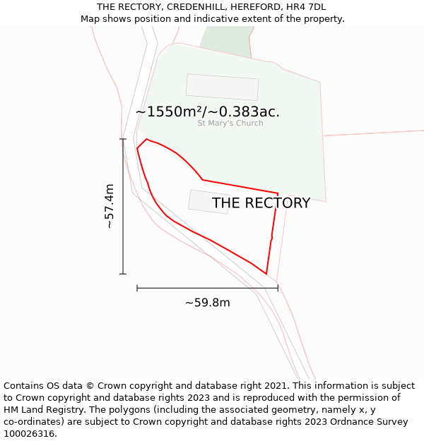 THE RECTORY, CREDENHILL, HEREFORD, HR4 7DL: Plot and title map
