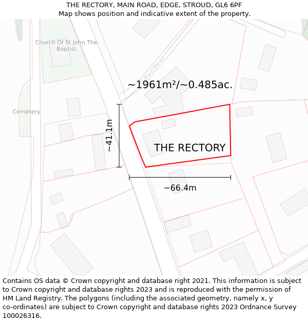 THE RECTORY, MAIN ROAD, EDGE, STROUD, GL6 6PF: Plot and title map