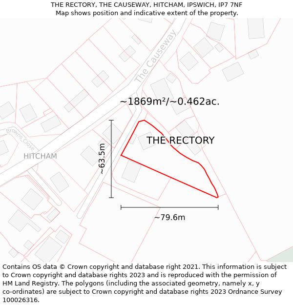 THE RECTORY, THE CAUSEWAY, HITCHAM, IPSWICH, IP7 7NF: Plot and title map