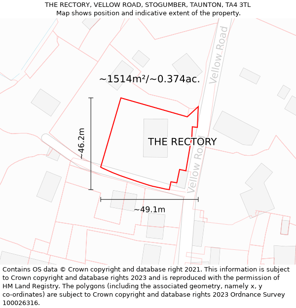 THE RECTORY, VELLOW ROAD, STOGUMBER, TAUNTON, TA4 3TL: Plot and title map