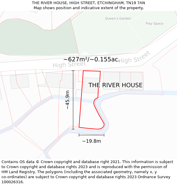 THE RIVER HOUSE, HIGH STREET, ETCHINGHAM, TN19 7AN: Plot and title map