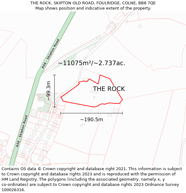THE ROCK, SKIPTON OLD ROAD, FOULRIDGE, COLNE, BB8 7QE: Plot and title map