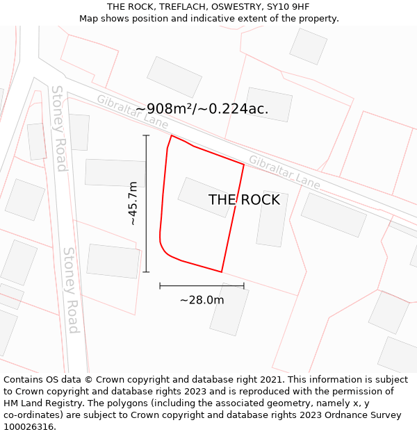 THE ROCK, TREFLACH, OSWESTRY, SY10 9HF: Plot and title map