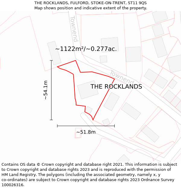 THE ROCKLANDS, FULFORD, STOKE-ON-TRENT, ST11 9QS: Plot and title map