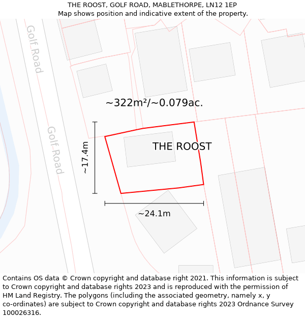 THE ROOST, GOLF ROAD, MABLETHORPE, LN12 1EP: Plot and title map