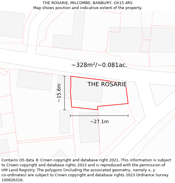 THE ROSARIE, MILCOMBE, BANBURY, OX15 4RS: Plot and title map