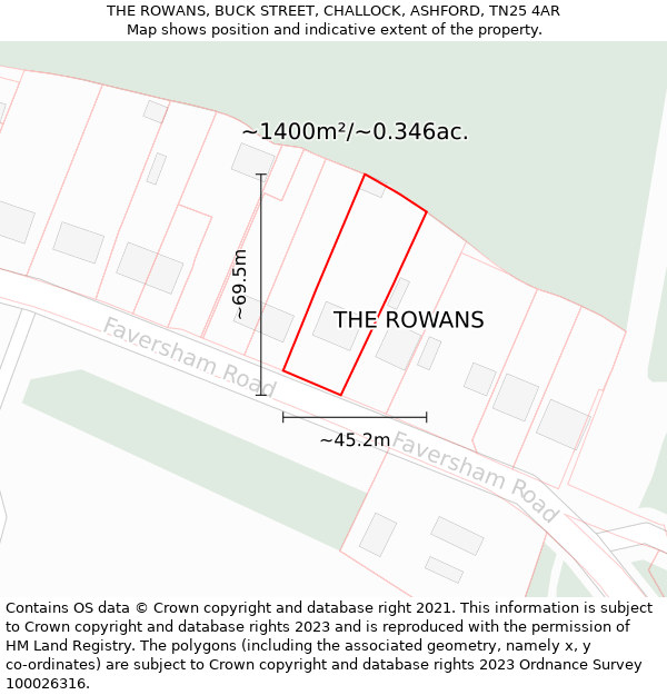 THE ROWANS, BUCK STREET, CHALLOCK, ASHFORD, TN25 4AR: Plot and title map