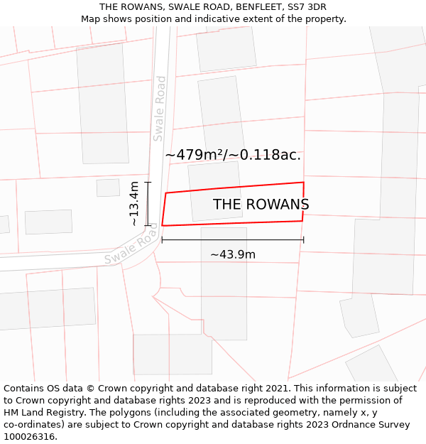 THE ROWANS, SWALE ROAD, BENFLEET, SS7 3DR: Plot and title map
