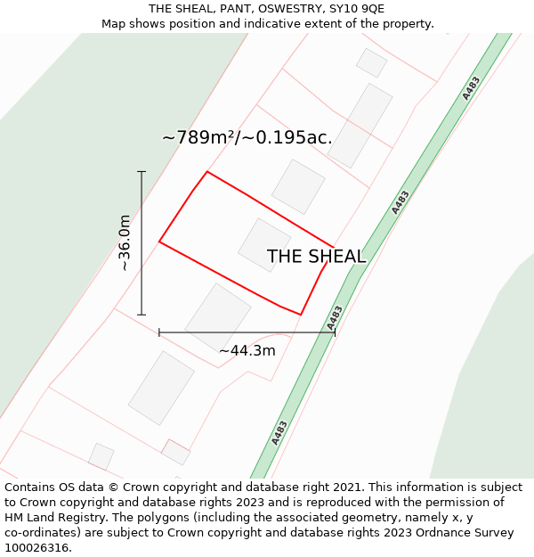 THE SHEAL, PANT, OSWESTRY, SY10 9QE: Plot and title map