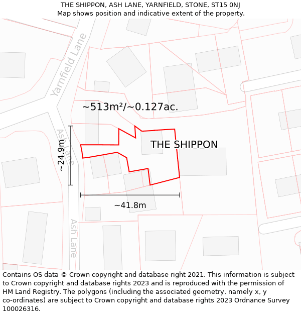 THE SHIPPON, ASH LANE, YARNFIELD, STONE, ST15 0NJ: Plot and title map